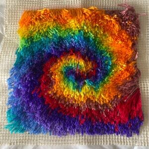 🌈 Rainbow Swirl Latch Hook Completed
